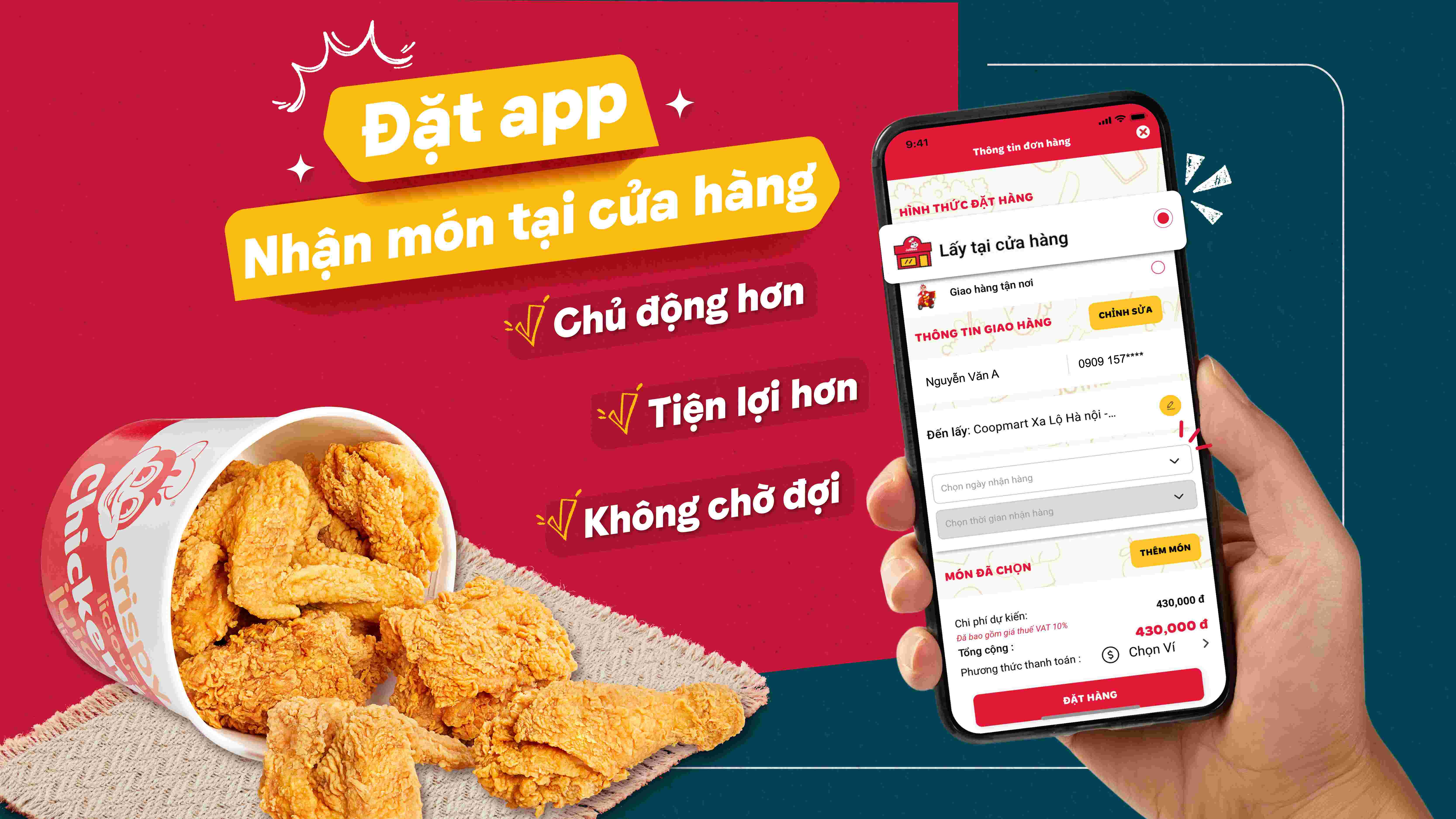 Đặt món nhận tại cửa hàng - Đặt Jollibee App ngay!